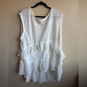 Free People White Ruffled Sleeveless Top - size L
